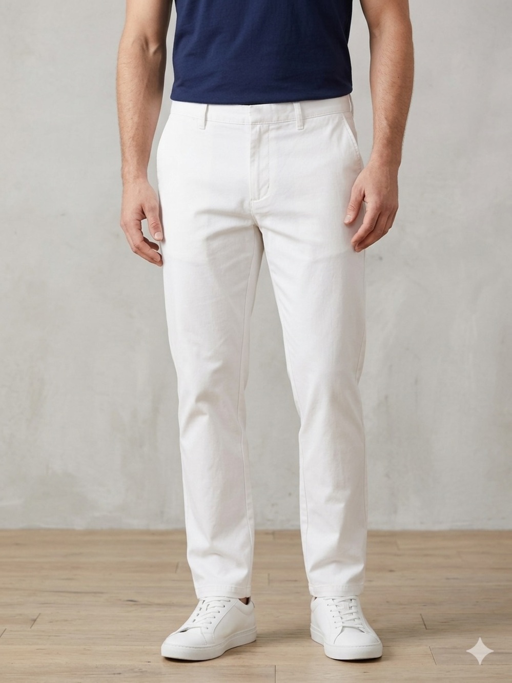Men's White Chino Pants - Tailored Slim Fit 35x32 Amazon Essentials